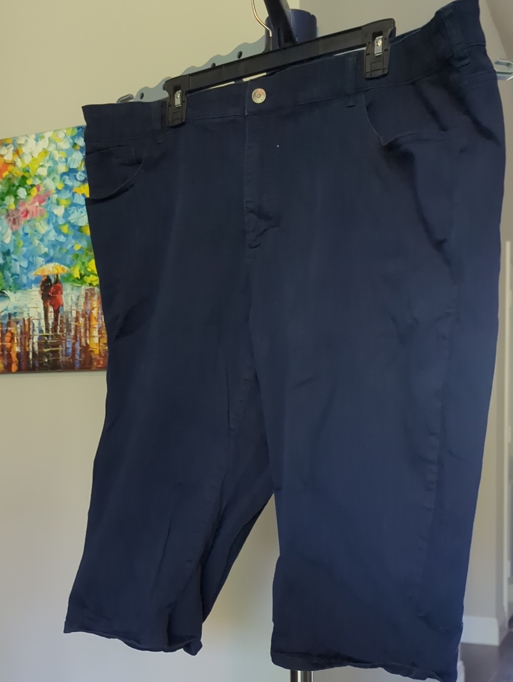 Chaps Navy Bermuda Shorts for Women #1